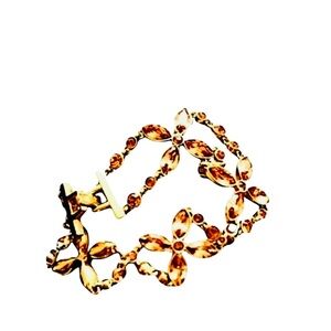 Givenchy Crystal Flex Bracelet Open Floral Design Brown Gold